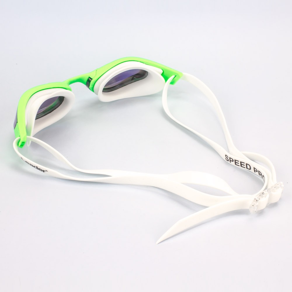 Oculos Natação Leader Speed Pro Verde + Estojo Medinas Logo Azul 1