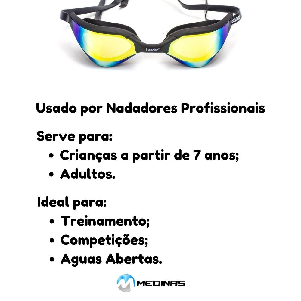 Oculos Natacao Espelhado Leader Speed Pro 1