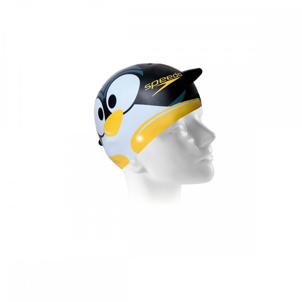 touca-natação-silicone-pinguim-cap-preto-frente