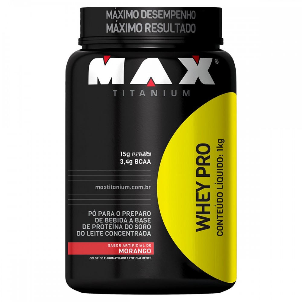 Whey Pro 1 kg Max Titanium Morango