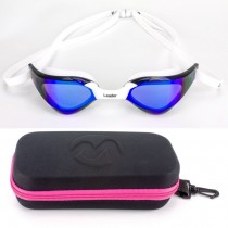 Oculos Natação Espelhado Leader Winner Branco + Estojo Medinas Logo Rosa 1